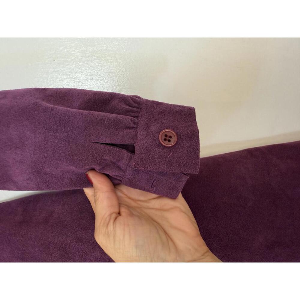 Vintage Mollie Parnis Purple Ultra Suede Long Sleeve Dress Small - Picture 6 of 15